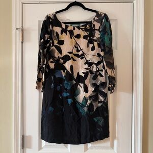 Maeve Black and Blue Leaf Pattern Dress